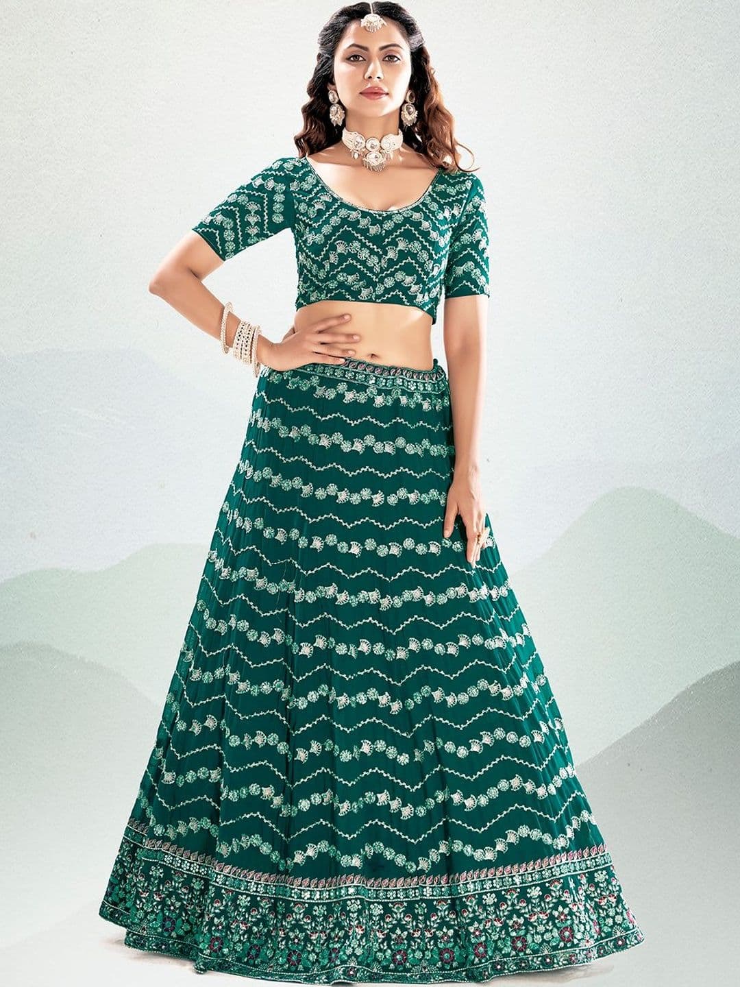House of Pataudi Embellished Flared Lehenga Choli thumbnail 5
