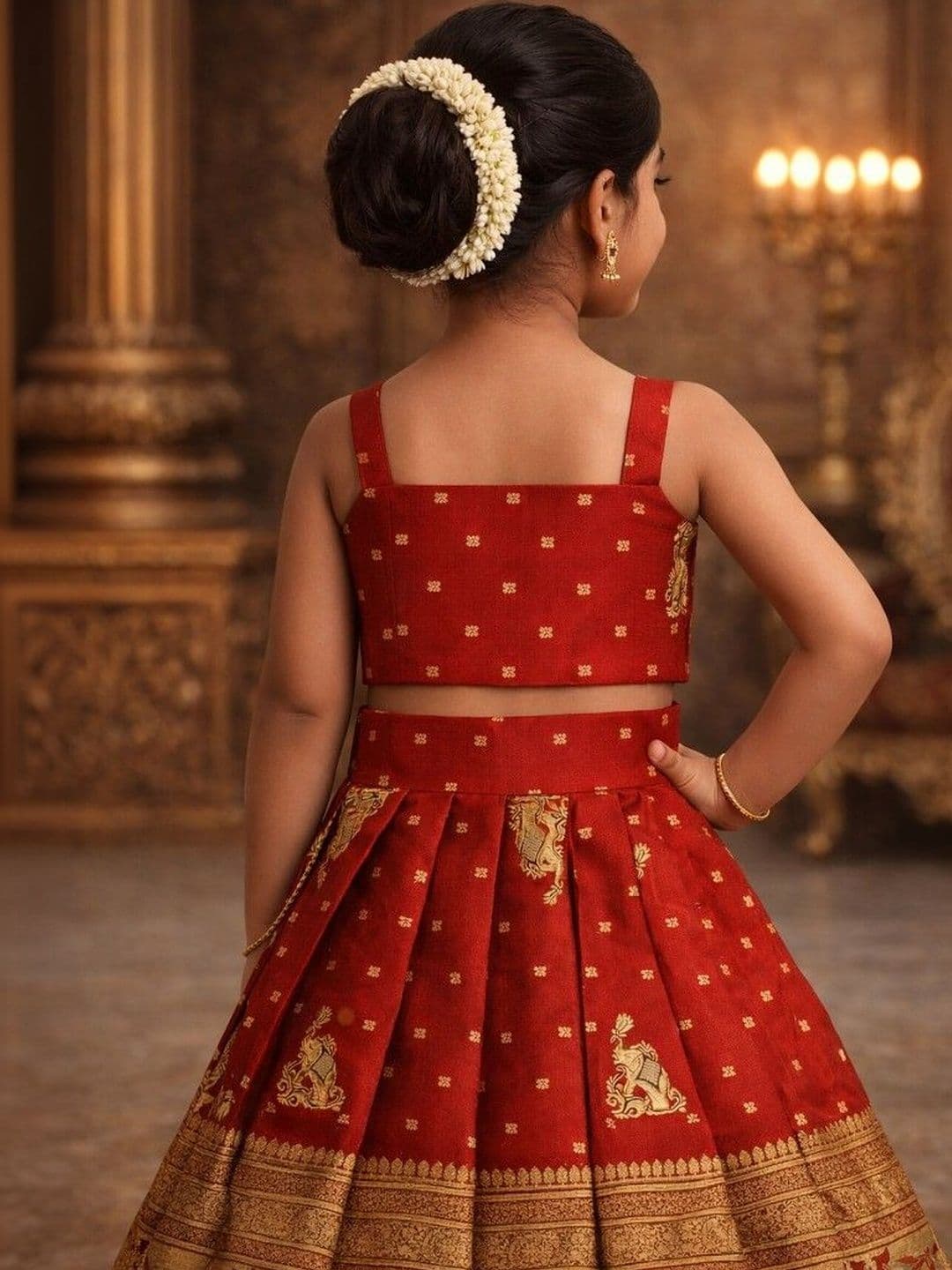 Xepon Girls Embroidered Ready to Wear Lehenga & thumbnail 4