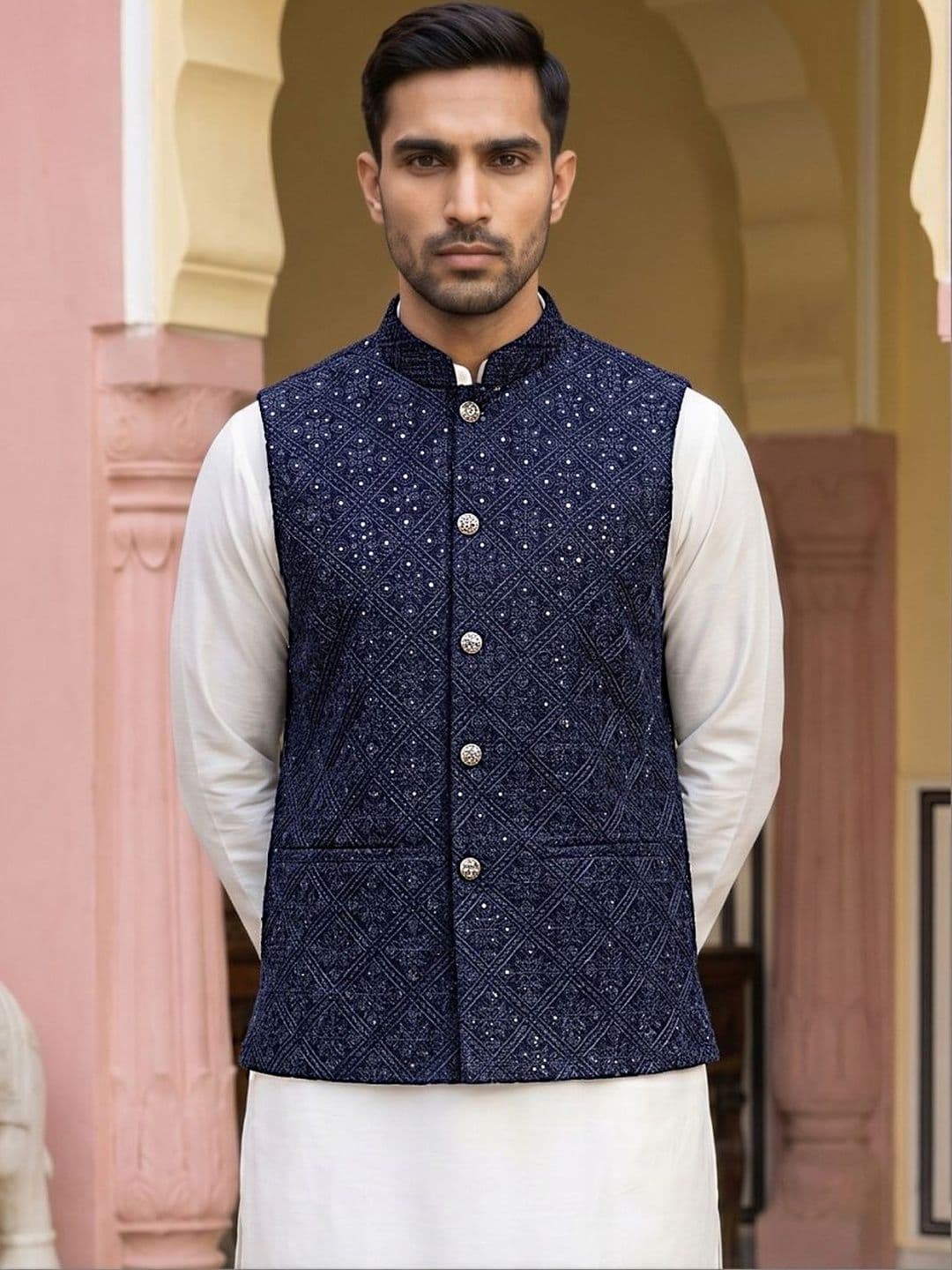 Jompers Printed Satin Nehru Jackets thumbnail 2