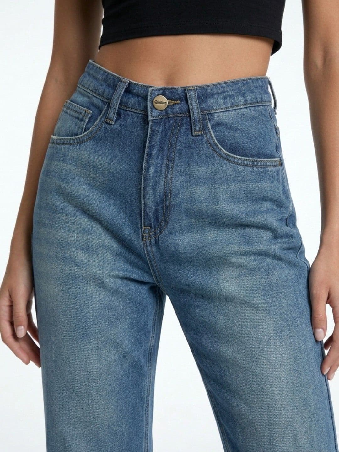glitchez Women Straight Fit Mid-Rise Light Fade Stretchable Jeans thumbnail 5