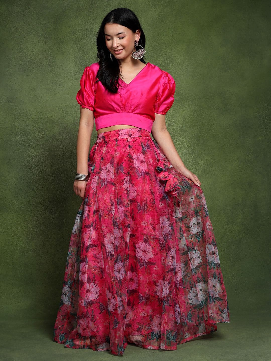 Frolic Rolic Floral Printed Organza Maxi Skirt thumbnail 2