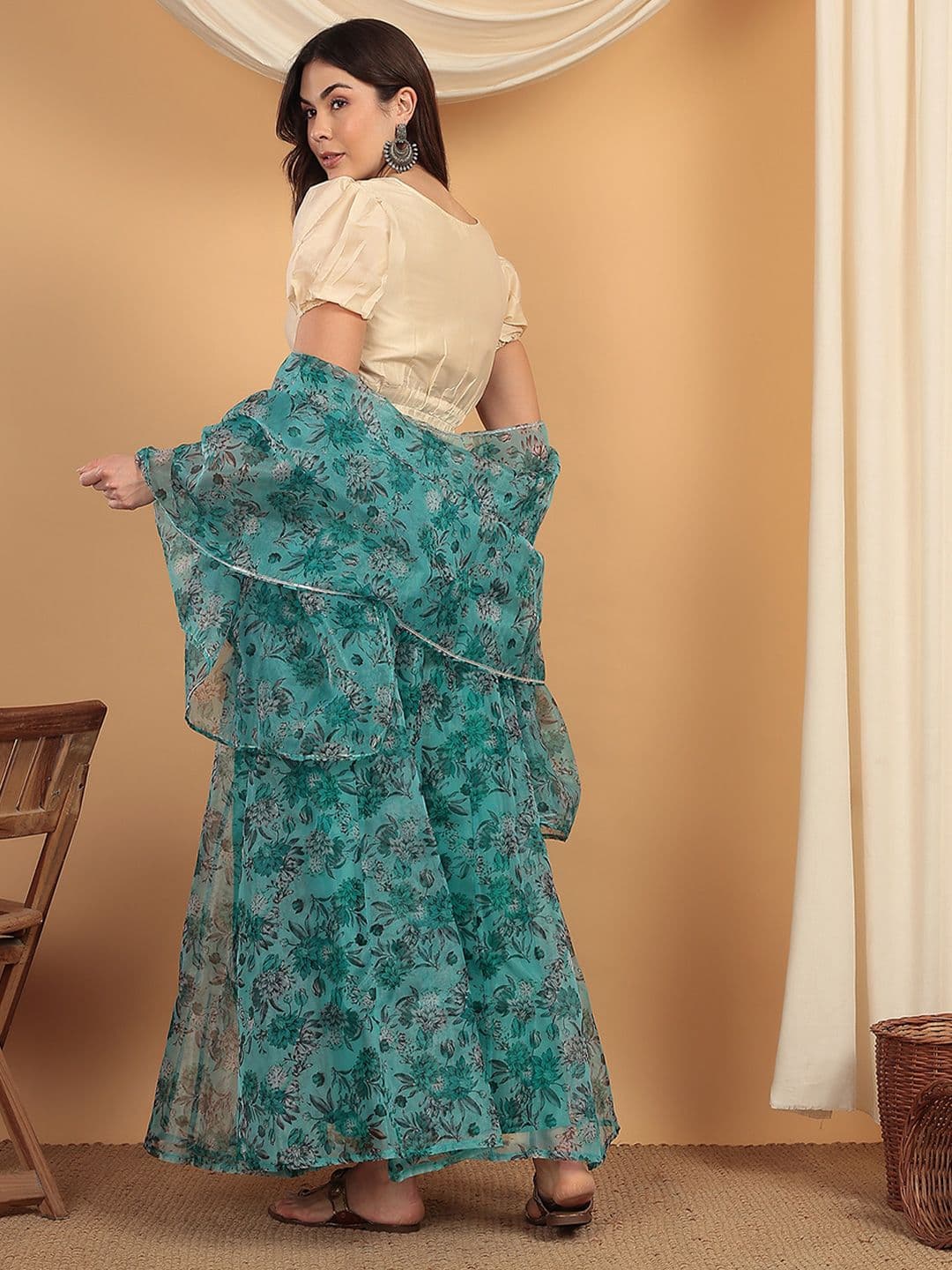 Frolic Rolic Floral Printed Lehenga & Silk Blouse Set with Dupatta thumbnail 6