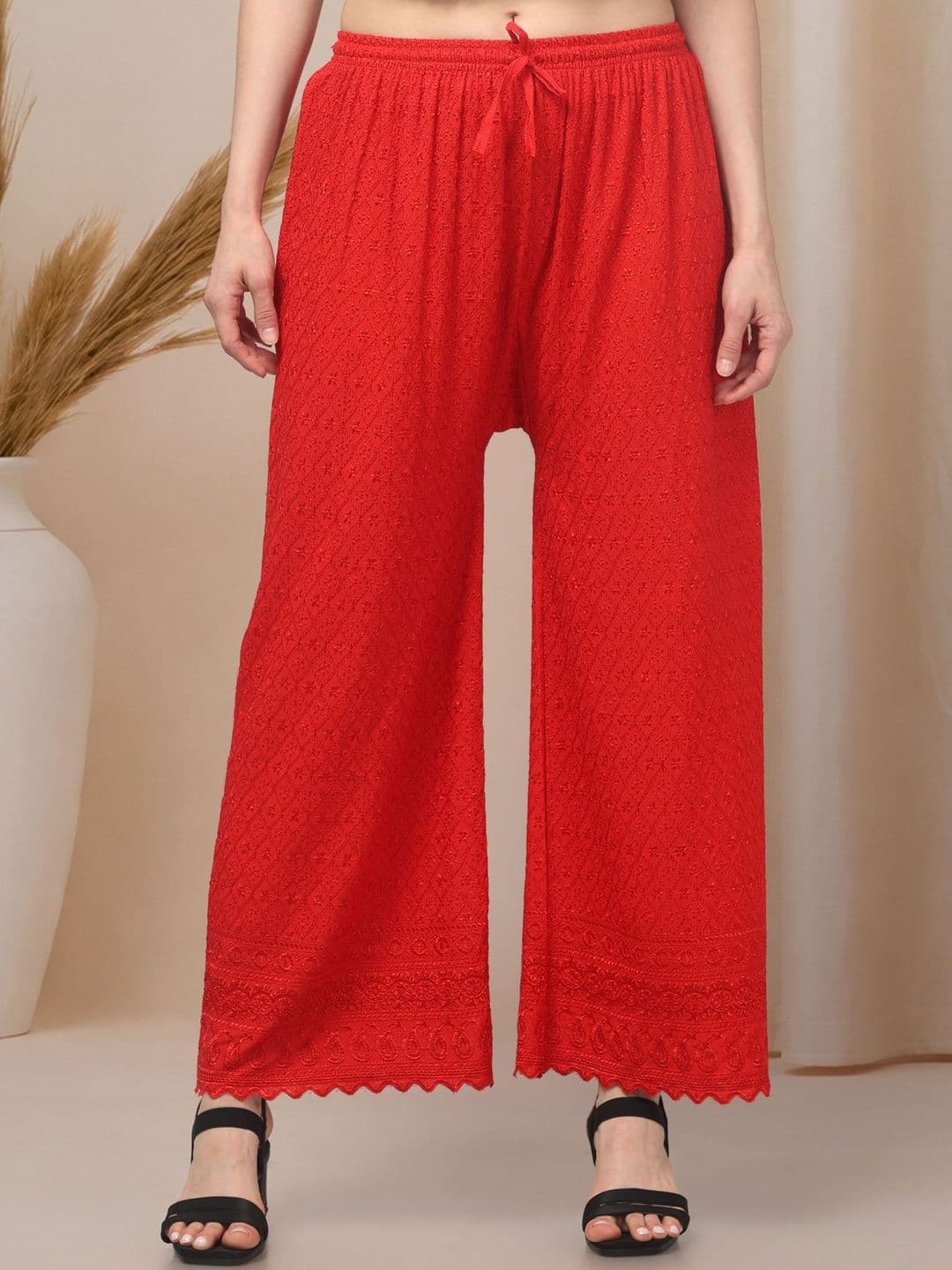KGFONECLOTH Women Embroidered Knitted Ethnic Palazzos thumbnail 6