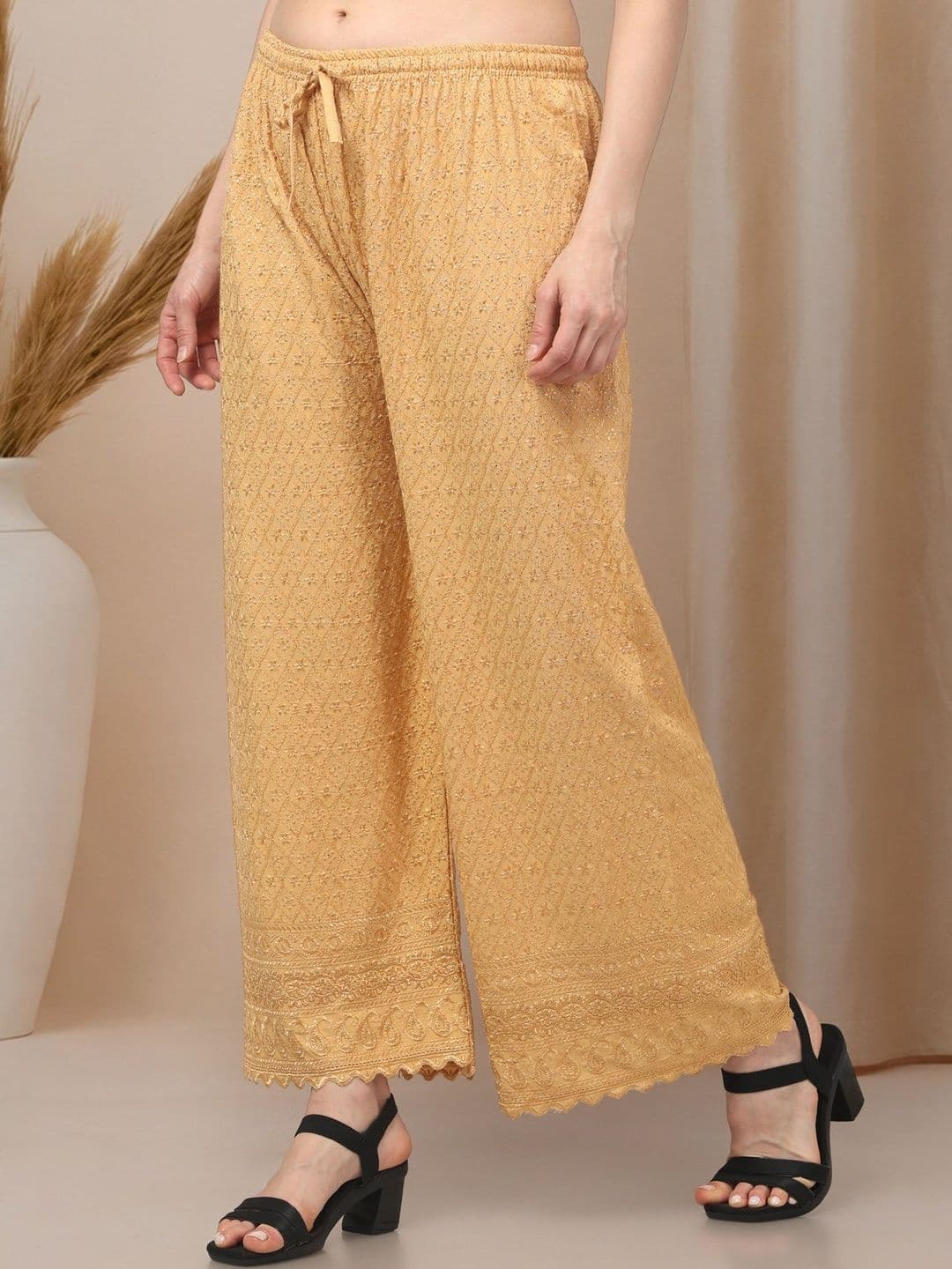 KGFONECLOTH Women Embroidered Knitted Ethnic Palazzos thumbnail 6