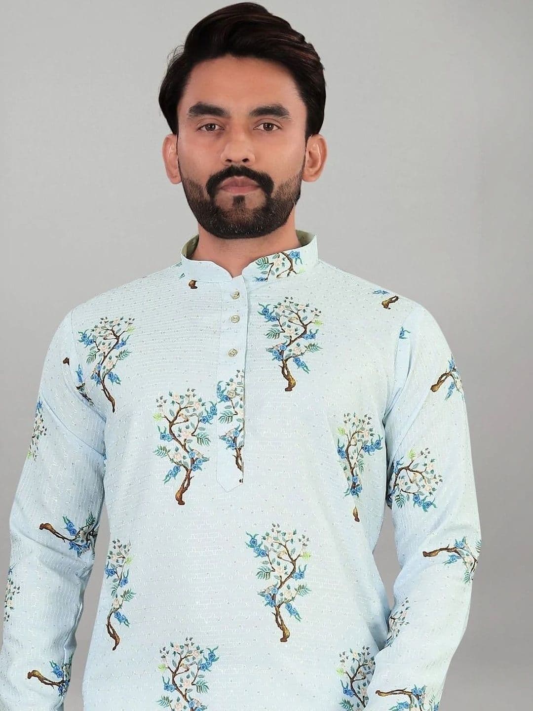 KURTA WALLAH Men Floral Printed Kurta thumbnail 3
