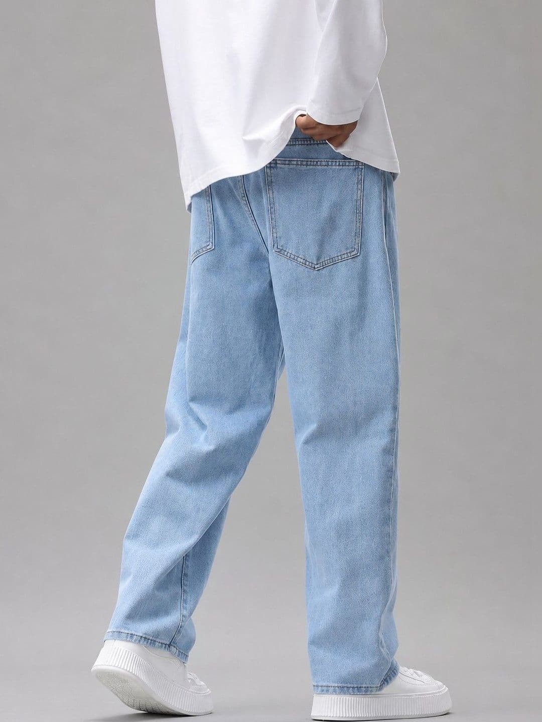 MARK VIEW Men Classic Straight Fit Mid-Rise Light Fade Stretchable Jeans thumbnail 4