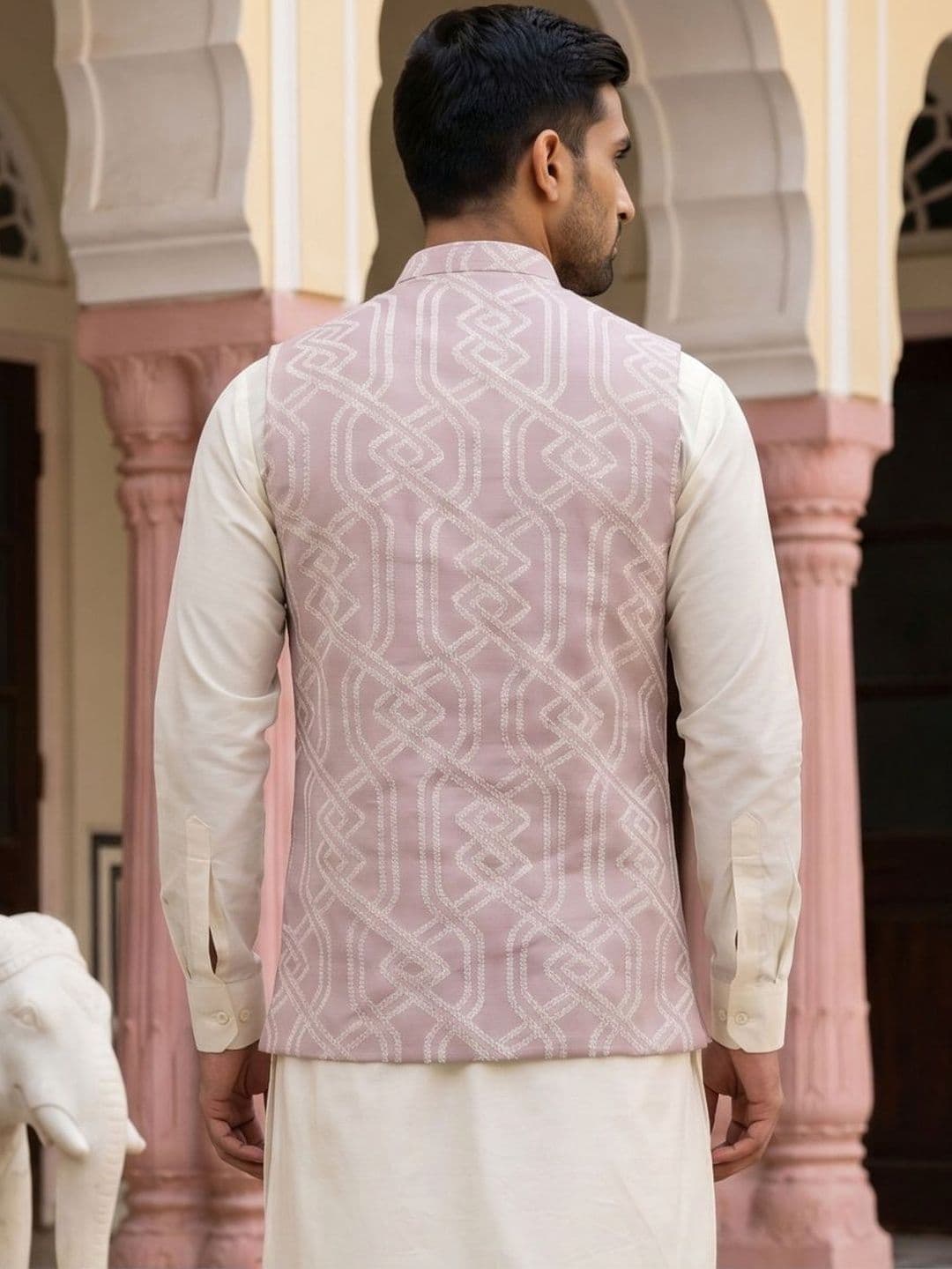 Jompers Men Woven Design Satin Nehru Jackets thumbnail 3