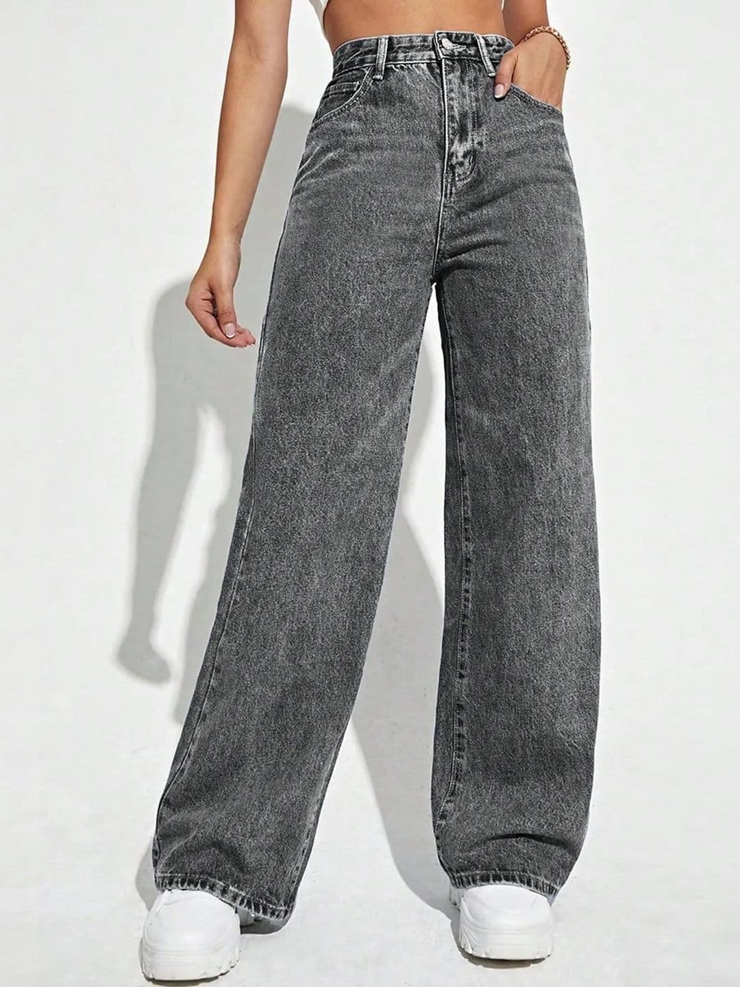 ZYVRA Women Wide Leg High-Rise Light Fade Stretchable Jeans - view 1