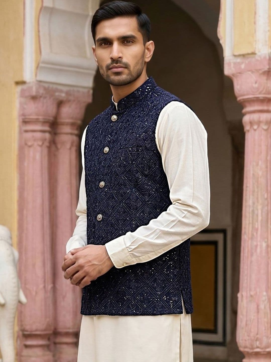 Jompers Printed Satin Nehru Jackets thumbnail 5