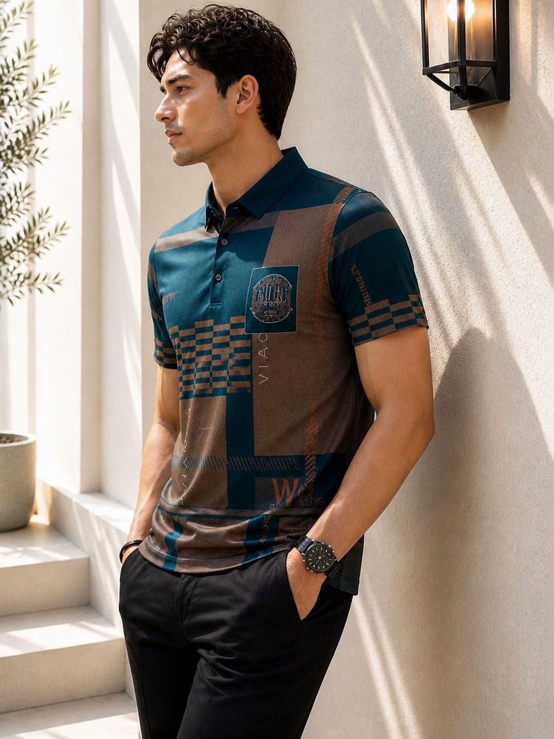 TAZO Men Colourblocked Polo Collar T-shirt thumbnail 2