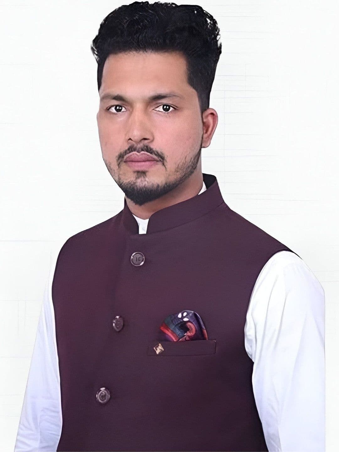 Risani  Men Maroon Solid Sleeves Polyester Nehru Jackets thumbnail 3