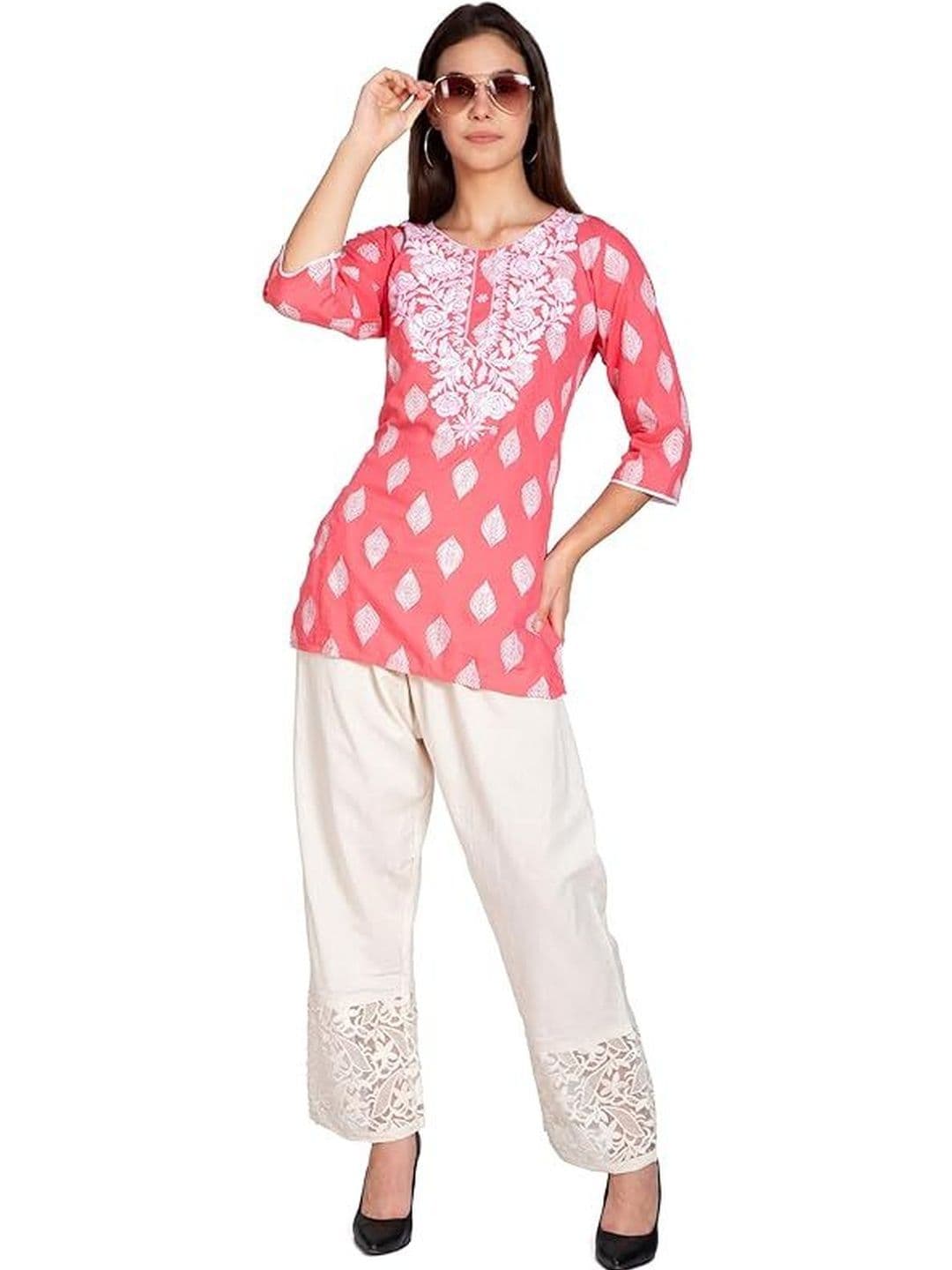 TNQ Women Floral Embroidered Cropped Ethnic Palazzos thumbnail 2