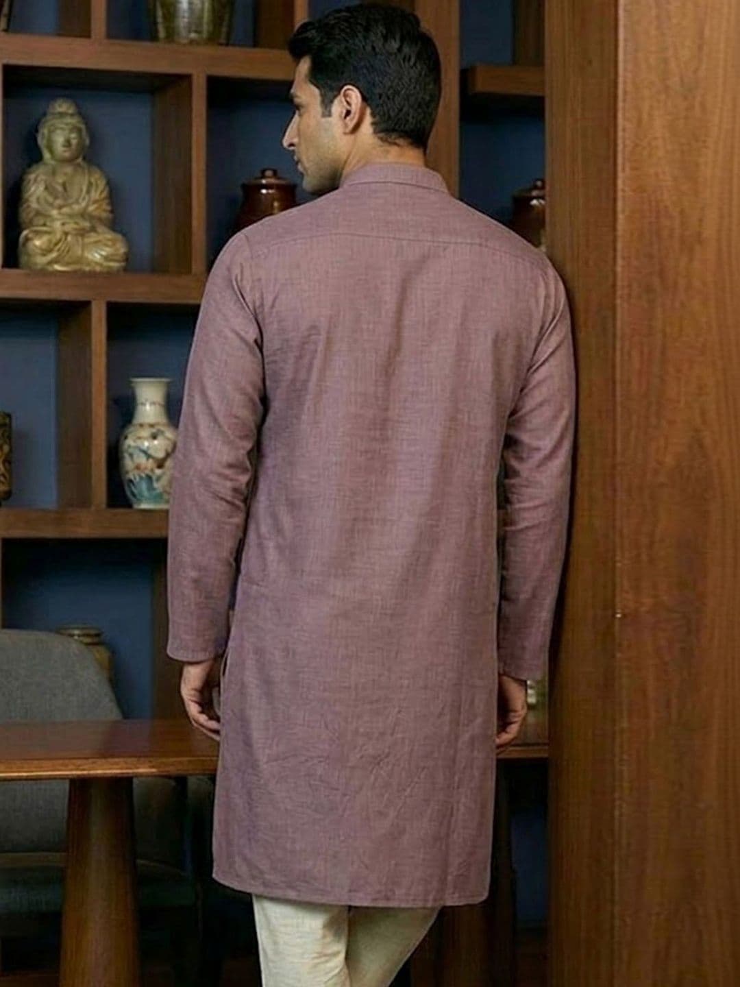 CHHAAP Men  Solid Shirt Collar Kurta thumbnail 3