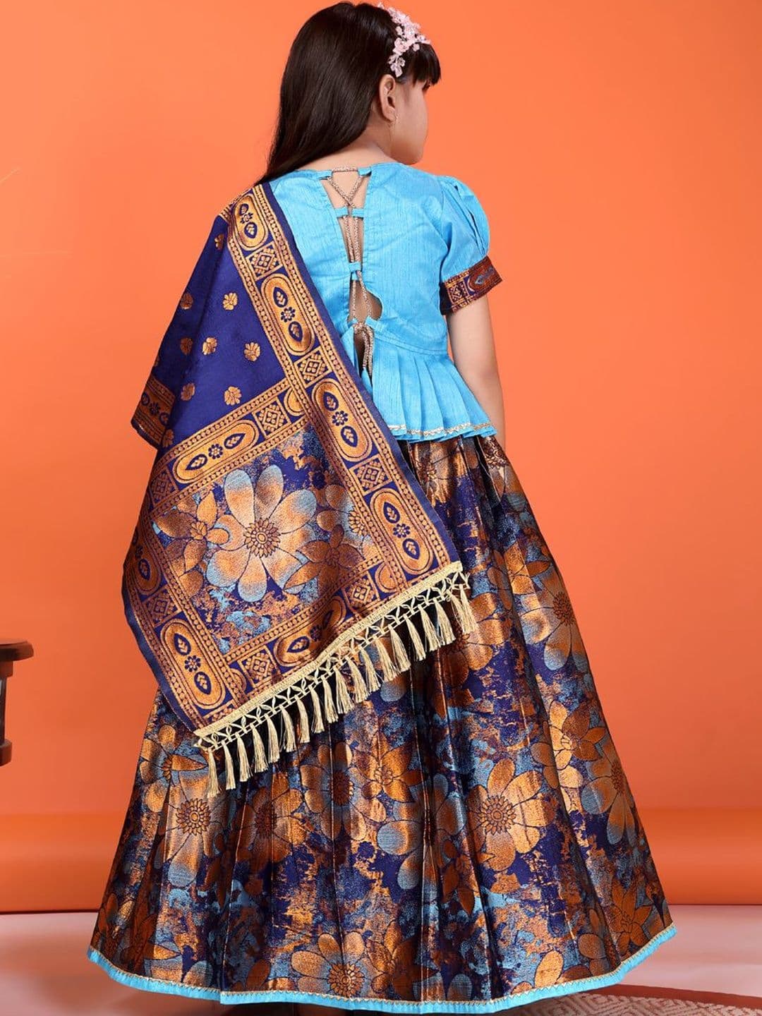 KALINI Girls Embellished Sequinned Semi-Stitched Lehenga & Blouse With Dupatta thumbnail 2