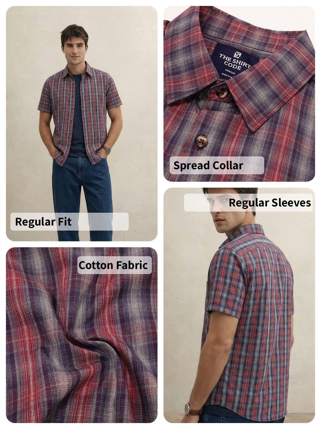 THE SHIRT CODE Tartan Checked Pure Cotton Casual Shirt thumbnail 5
