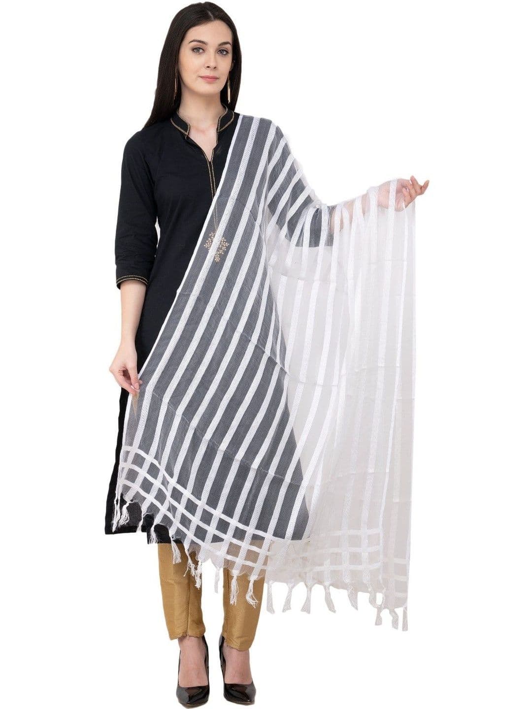 A R SILK Striped Dupatta - view 1