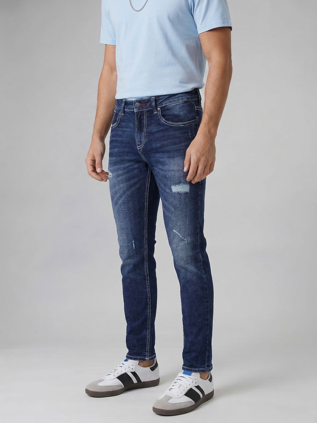 SPYKAR Men Slim Fit Mildly Distressed Stretchable Jeans - view 1