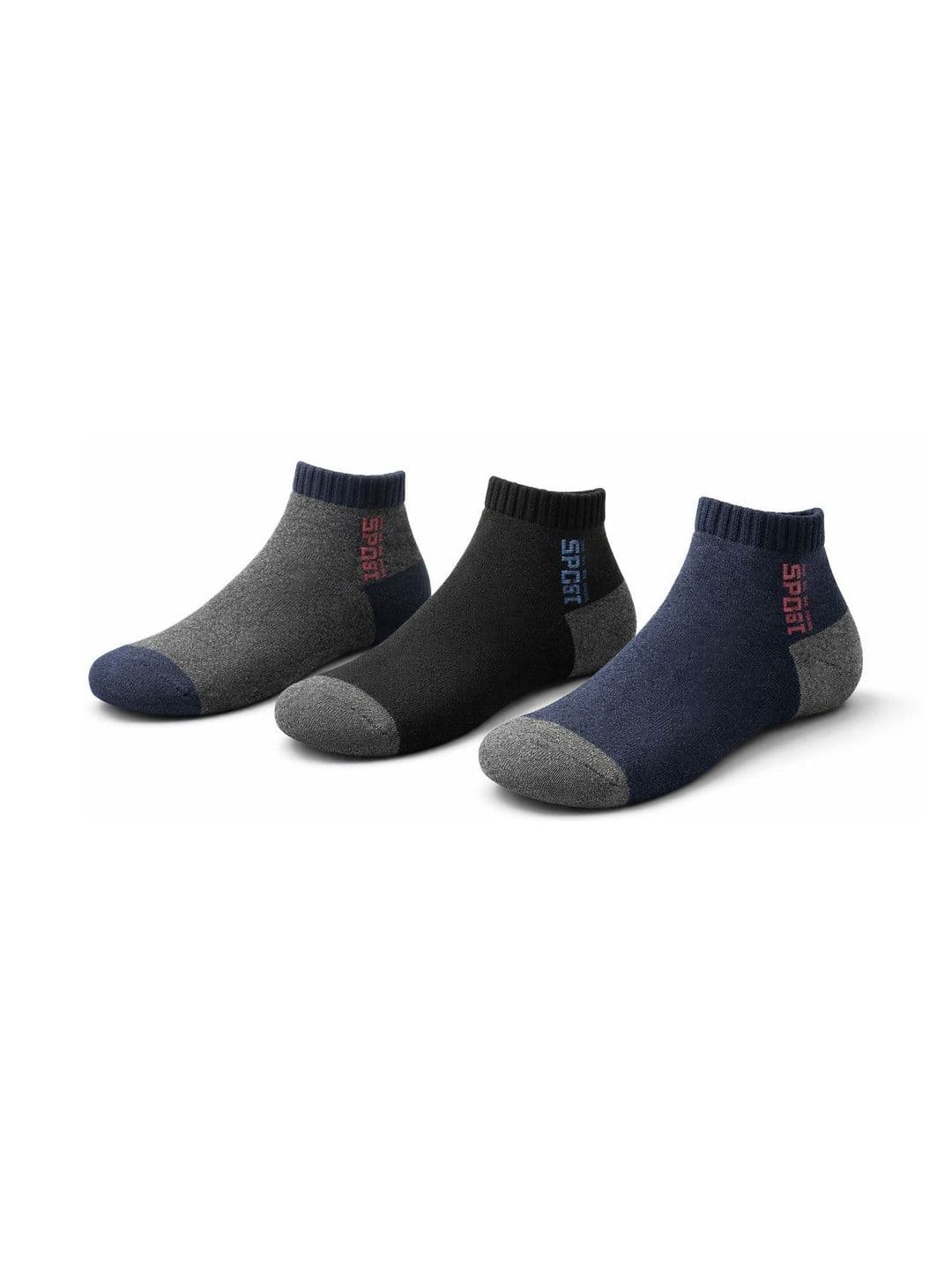 Blacktank Men Pack of 3 Cotton Colourblocked Ankle Length Socks thumbnail 2