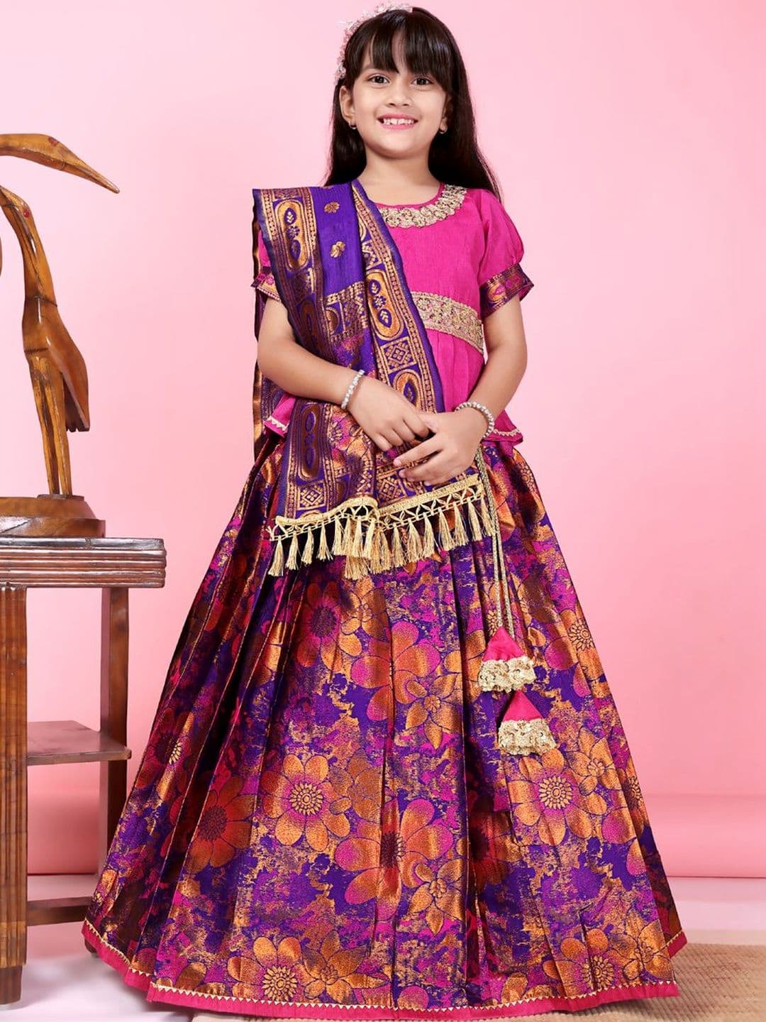 KALINI Girls Embellished Ready to Wear Lehenga & Blouse With Dupatta - view 1