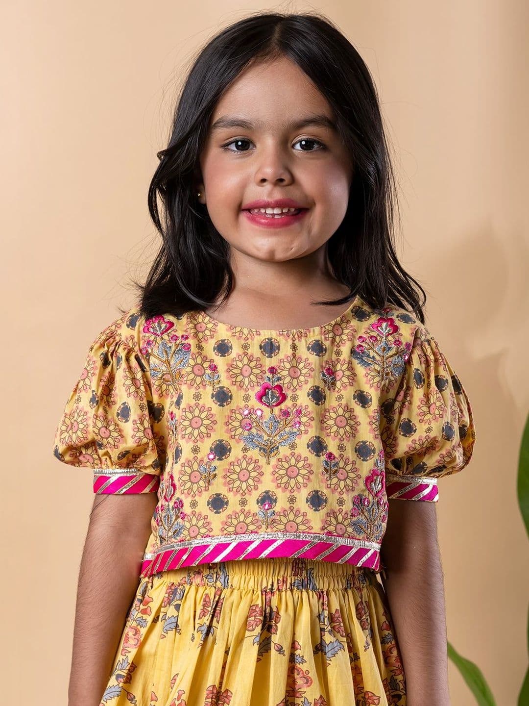 Readiprint Girls Printed Block Print Ready to Wear Lehenga & thumbnail 2