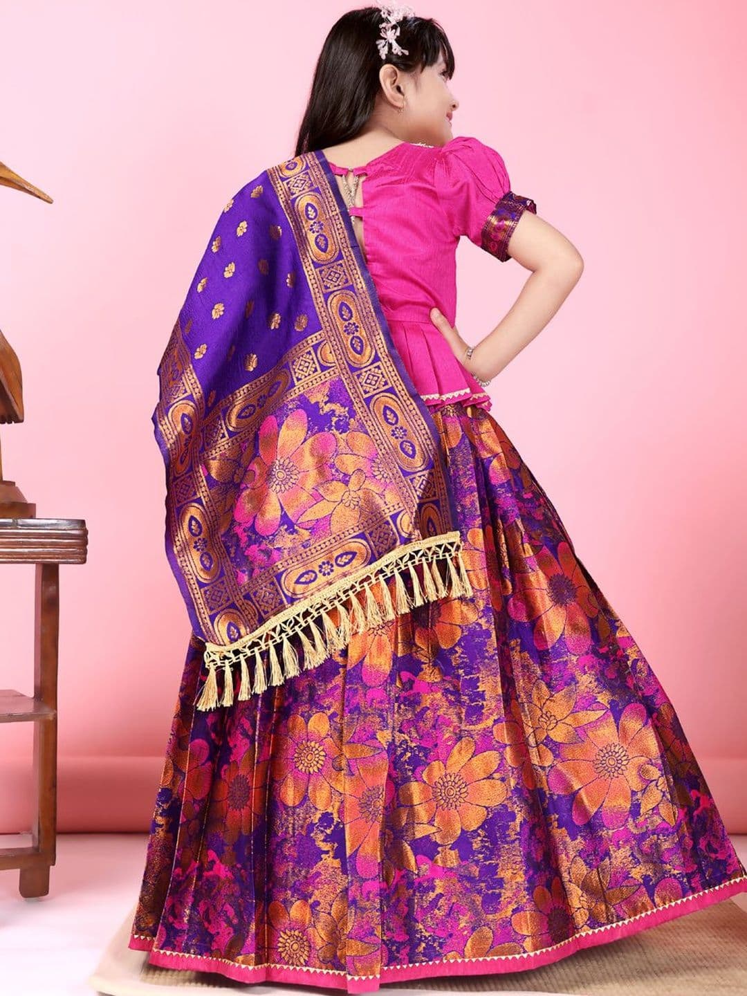 KALINI Girls Embellished Ready to Wear Lehenga & Blouse With Dupatta thumbnail 2
