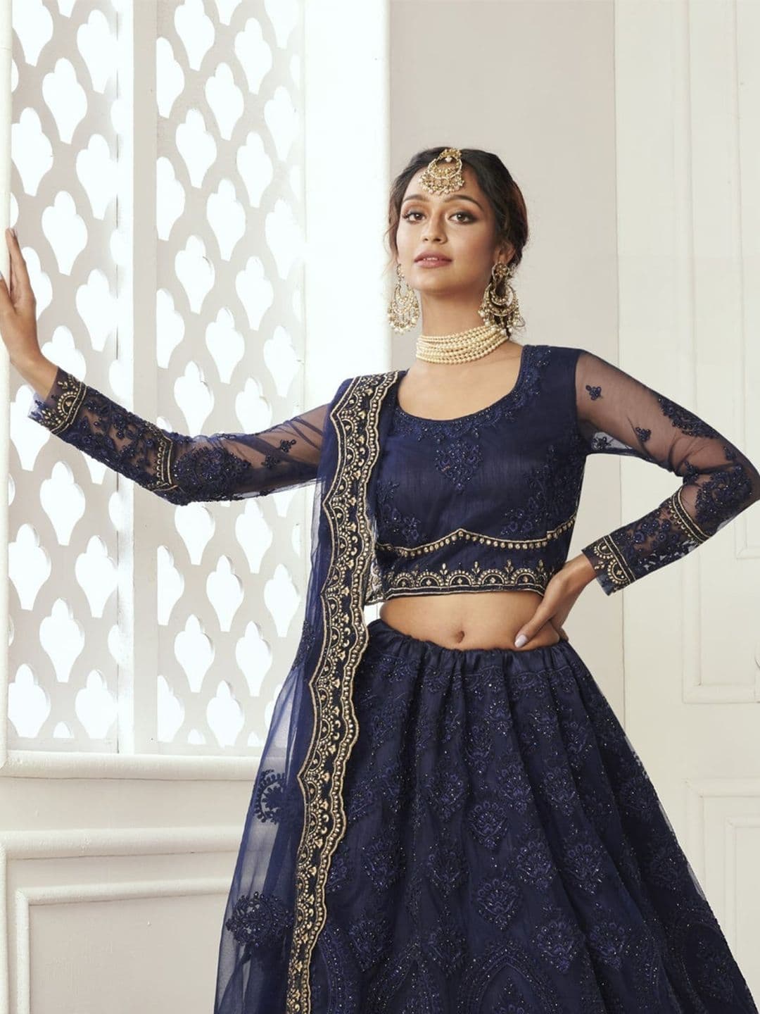 Fusionic Embellished Sequinned Semi-Stitched Lehenga & Blouse With Dupatta thumbnail 2
