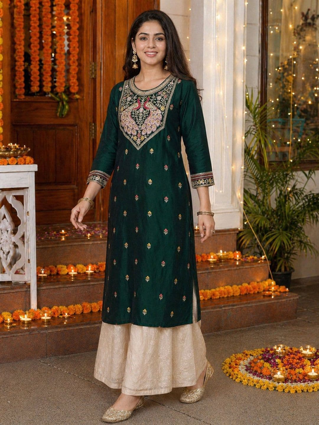 rarethread Women Ethnic Motifs Embroidered Thread Work Kurta thumbnail 7