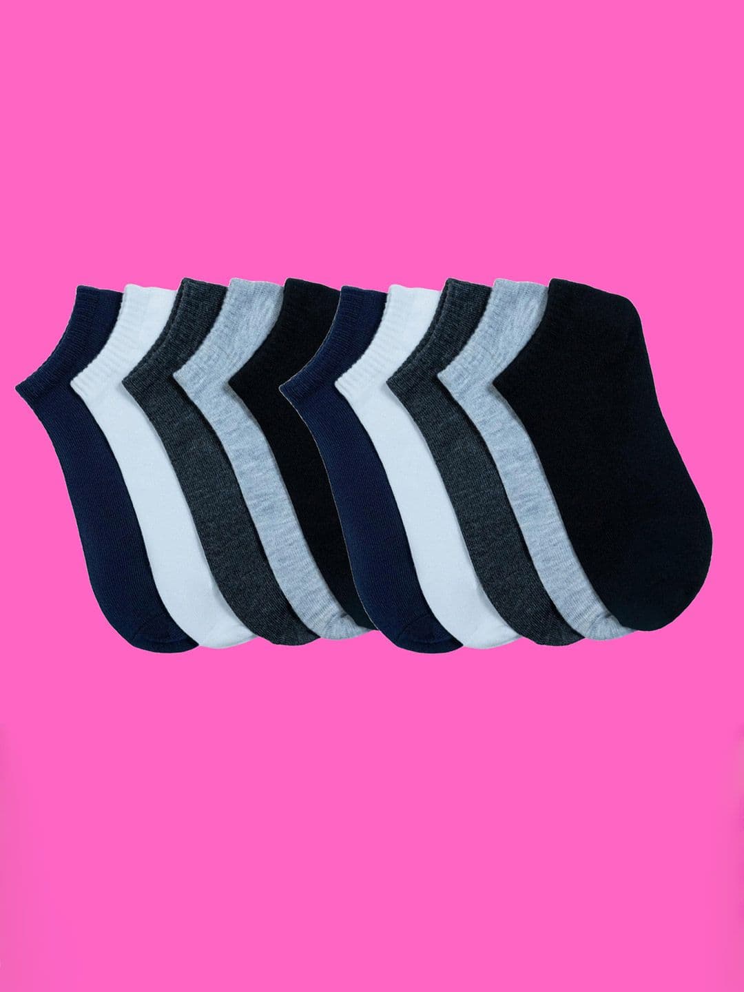 MJE Men Pack of 10 Cotton Blend Assorted Ankle Length Socks - view 1