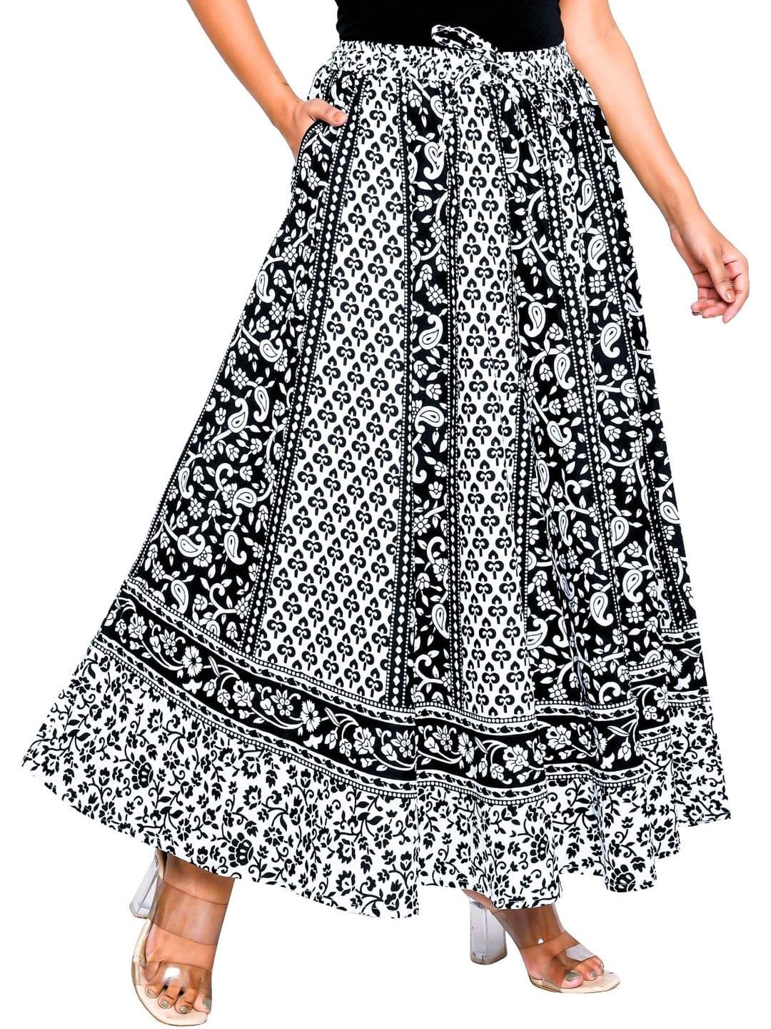 SAMJHI Women Pure Cotton Cotton Cambric Floral Maxi Flared Skirt - view 1
