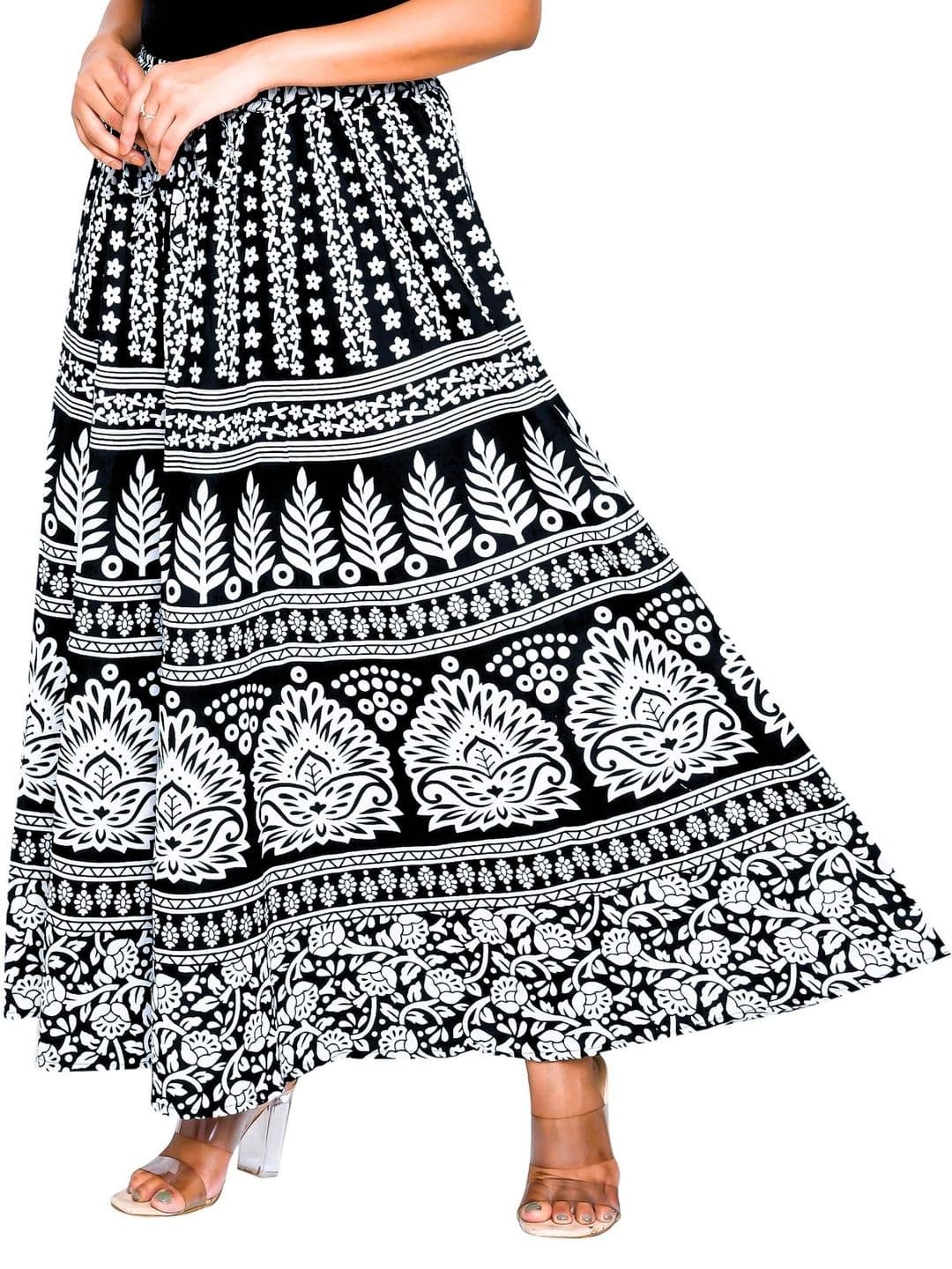 SAMJHI Women Pure Cotton Floral Maxi Flared Skirt thumbnail 2