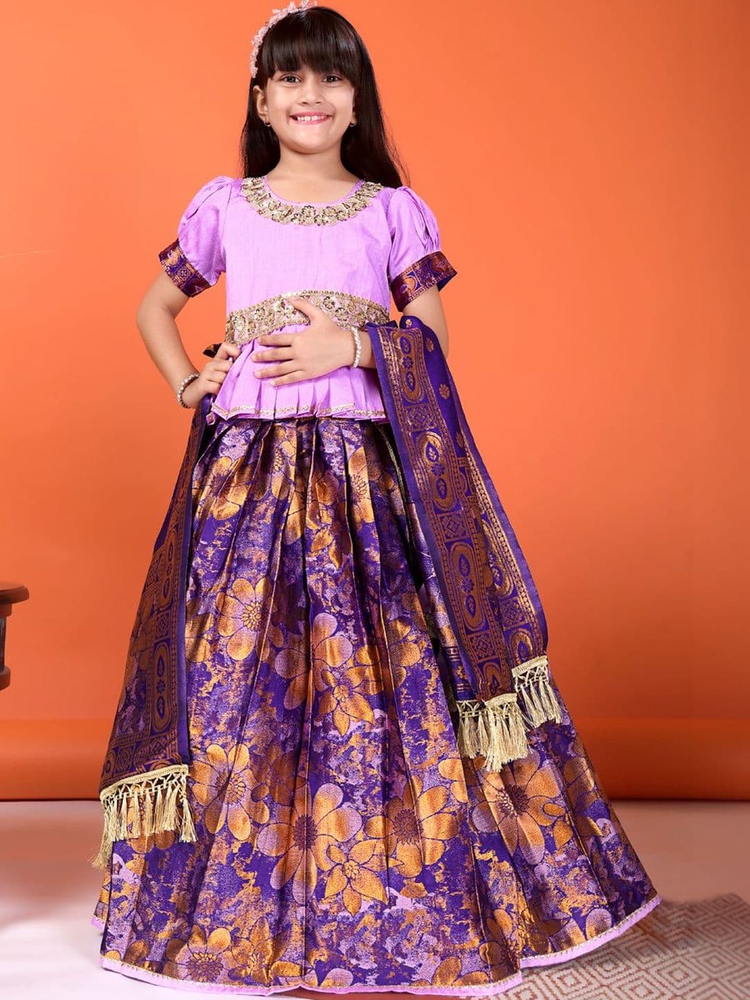KALINI Girls Embellished Ready to Wear Lehenga & Blouse With Dupatta thumbnail 5