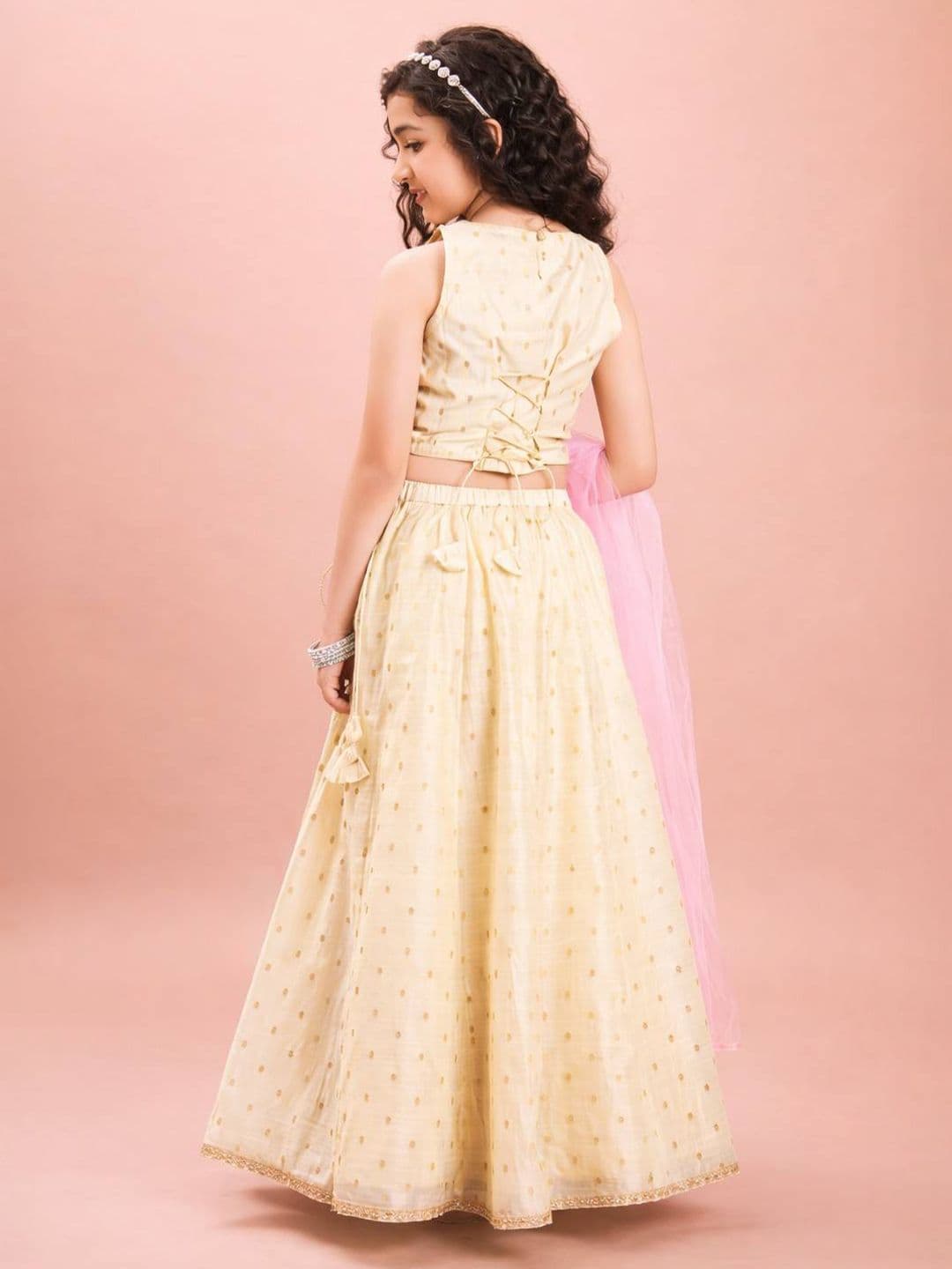 RJ ONLINE Girls Embroidered Thread Work Semi-Stitched Lehenga & Blouse With Dupatta thumbnail 2