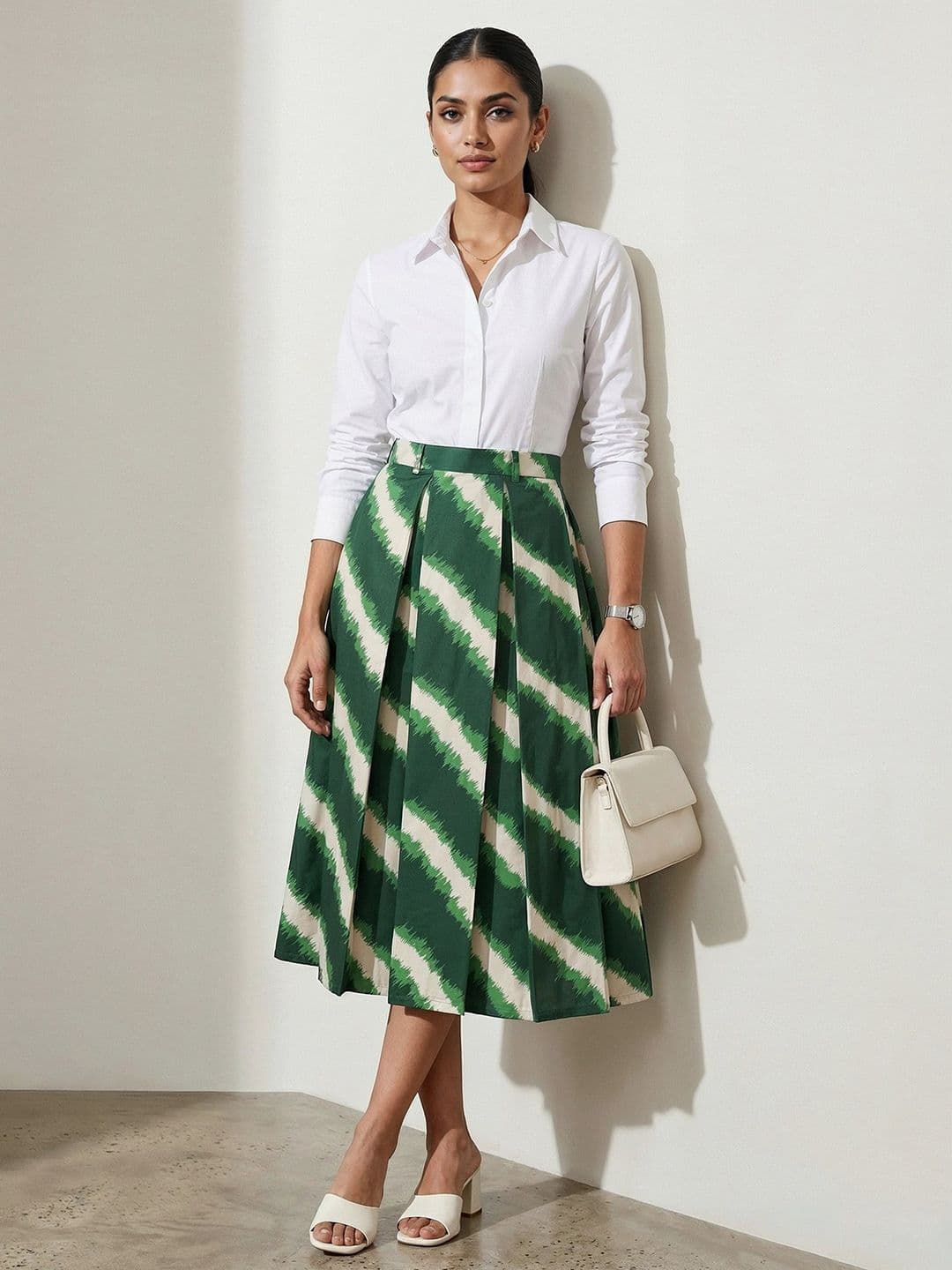 AASK Women Pure Cotton Blend Abstract Knee Length A-Line Skirt thumbnail 3