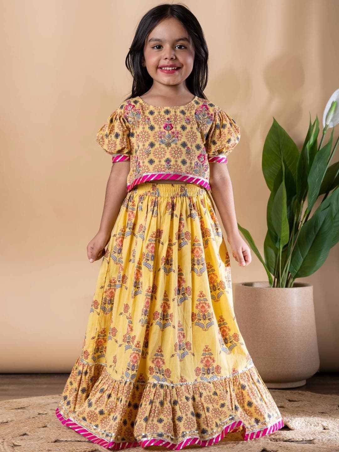 Readiprint Girls Printed Block Print Ready to Wear Lehenga & - view 1
