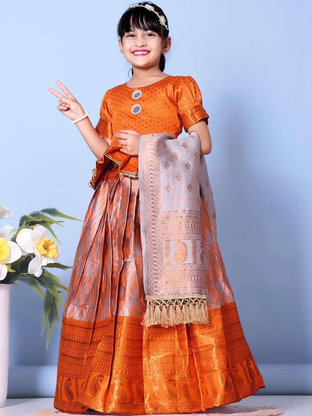 KALINI Girls Ready to Wear Lehenga & Blouse With Dupatta thumbnail 3
