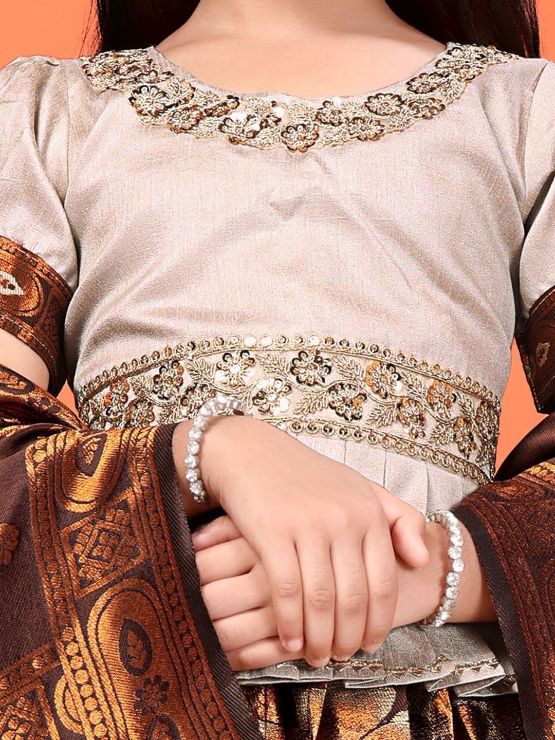 KALINI Girls Sequinned Ready to Wear Lehenga & Blouse With Dupatta thumbnail 2