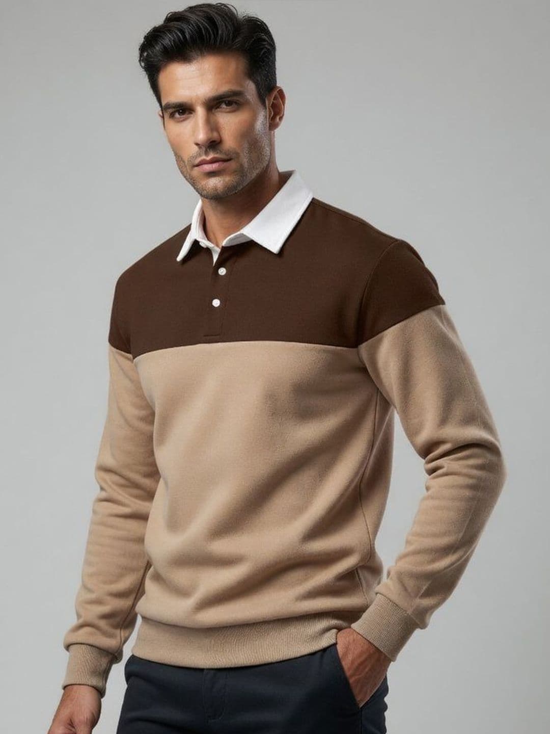Mast & Harbour Colourblocked Polo Collar T-shirt thumbnail 6