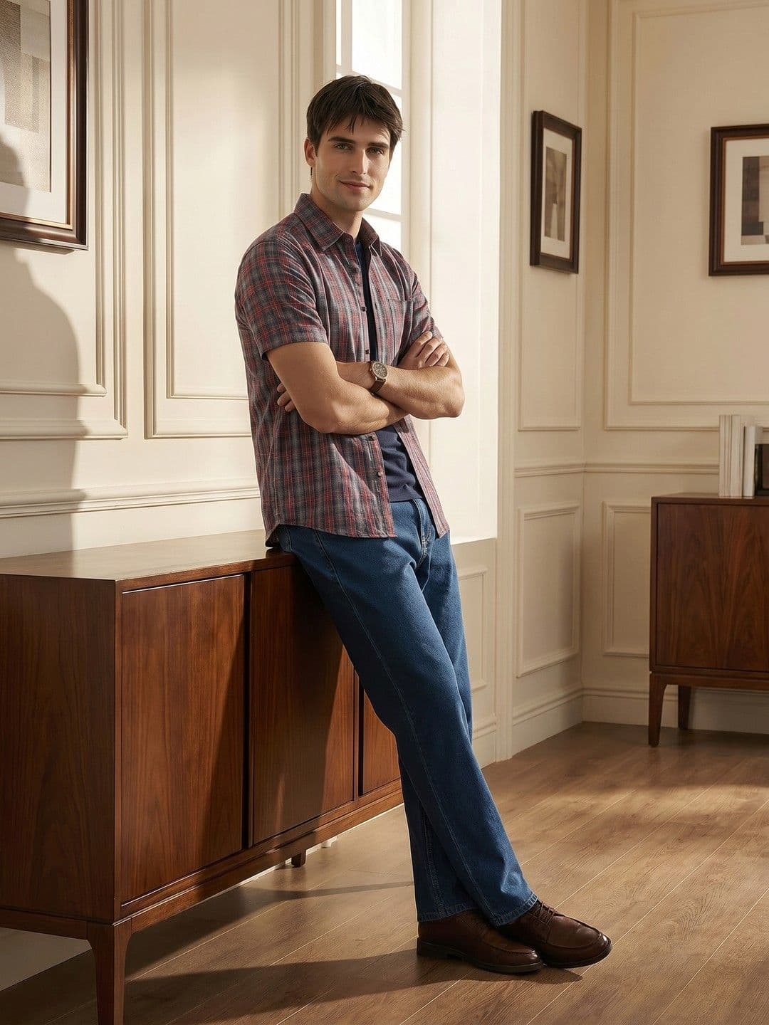 THE SHIRT CODE Tartan Checked Pure Cotton Casual Shirt - view 1