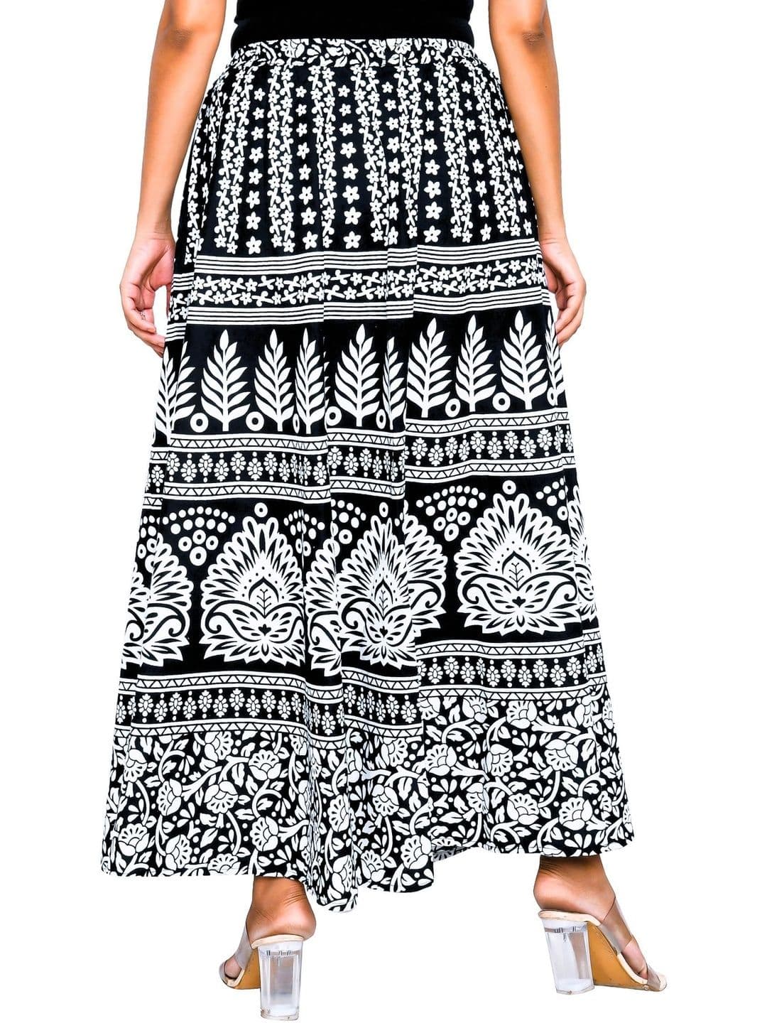SAMJHI Women Pure Cotton Floral Maxi Flared Skirt thumbnail 3
