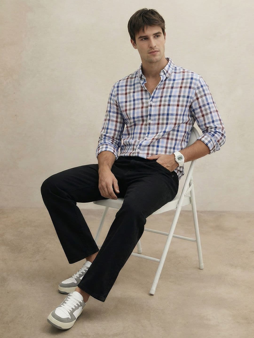 THE SHIRT CODE Checked Casual Cotton Shirt thumbnail 8