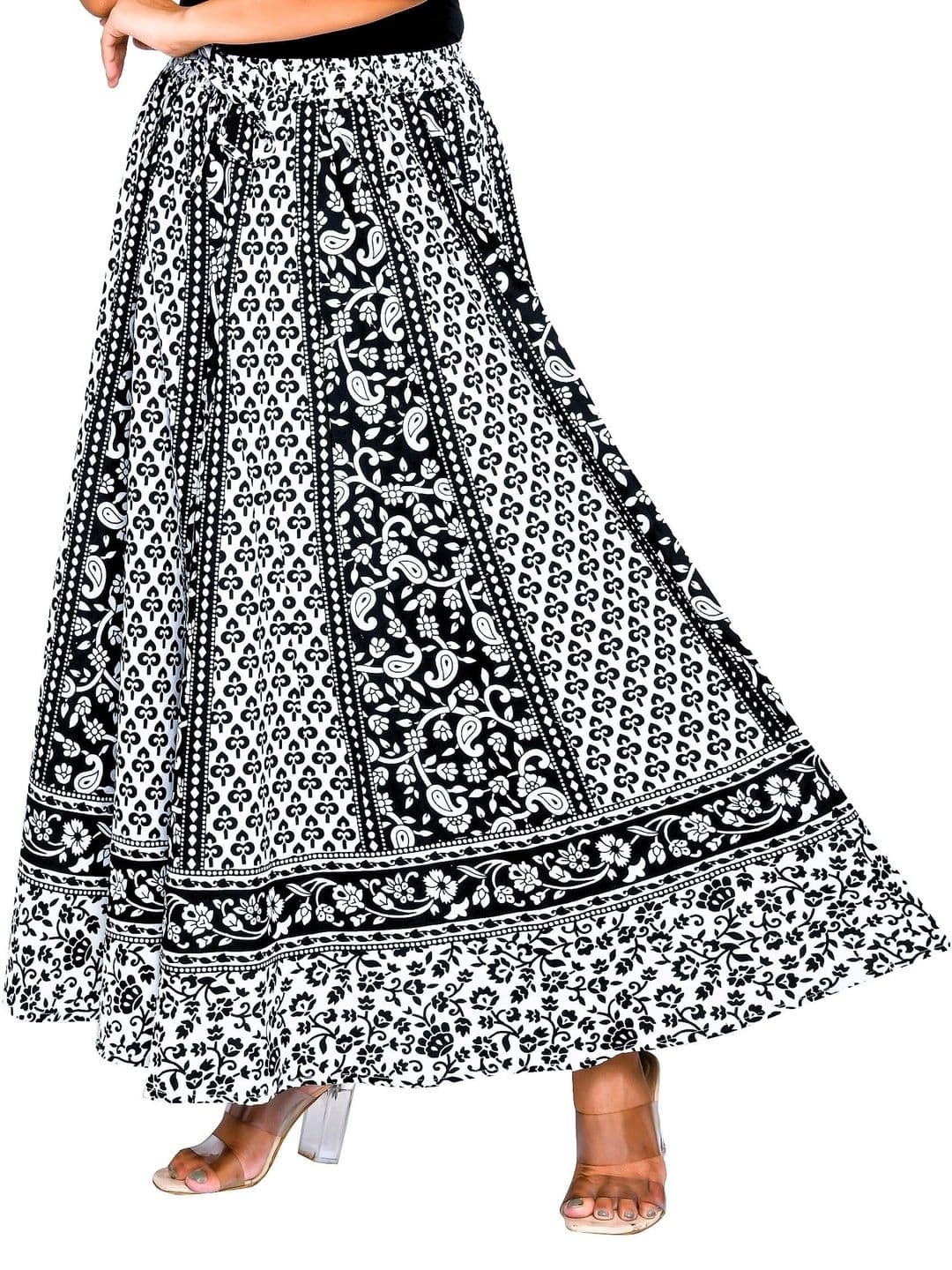 SAMJHI Women Pure Cotton Cotton Cambric Floral Maxi Flared Skirt thumbnail 5
