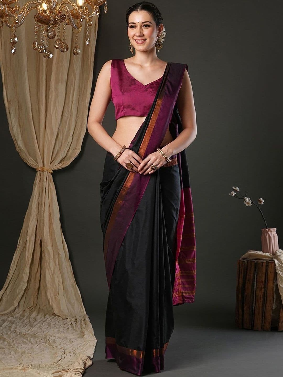 maatirang Striped Silk Blend Handloom Saree - view 1