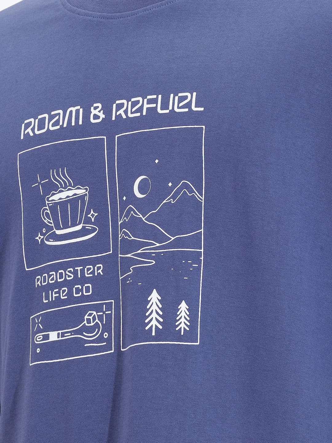 The Roadster Life Co. Relaxed Fit Printed Pure Cotton T-Shirt thumbnail 3