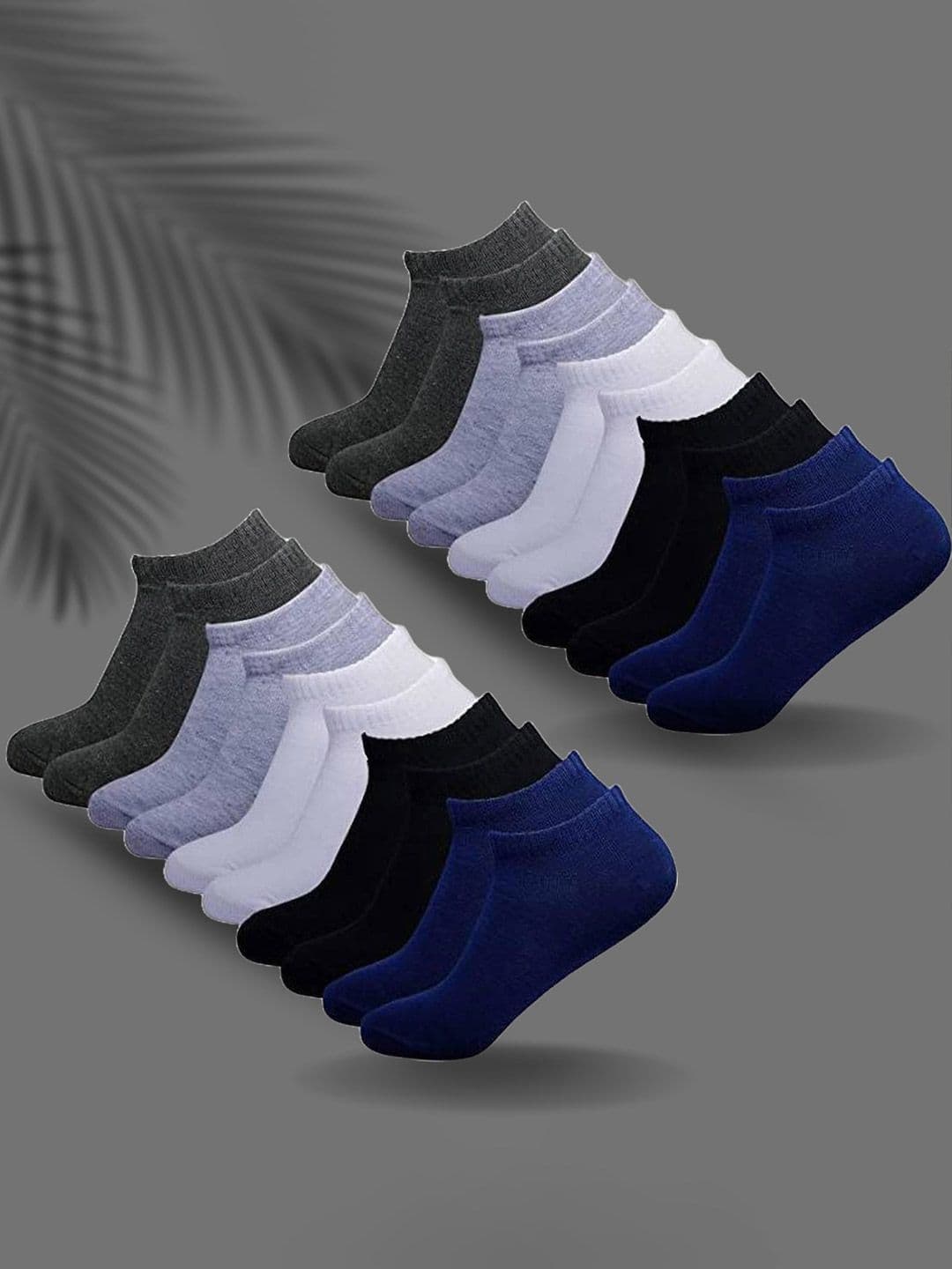 MJE Men Pack of 10 Cotton Blend Assorted Ankle Length Socks - view 1
