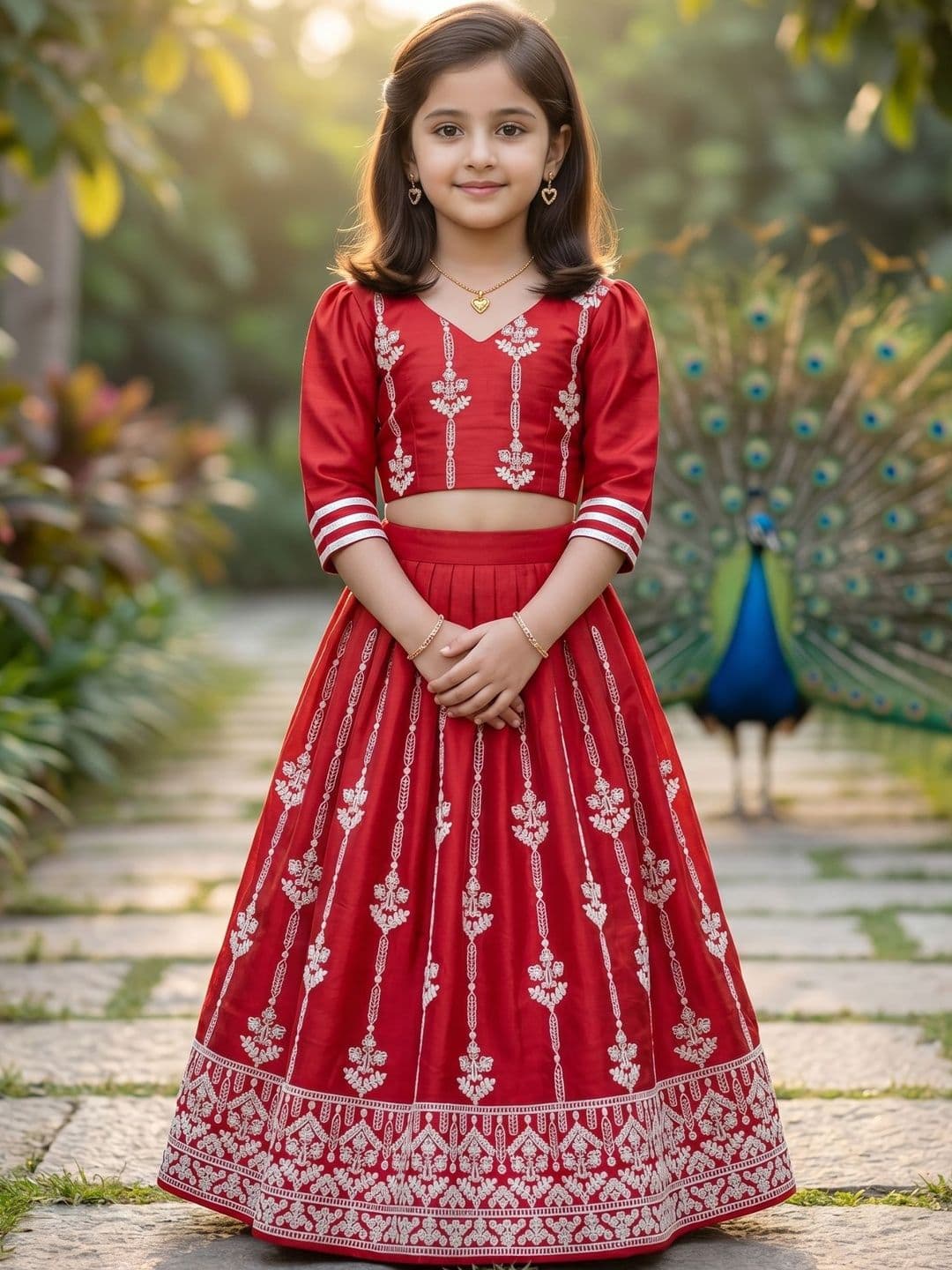 KALINI Girls Embroidered Thread Work Ready to Wear Lehenga & - view 1