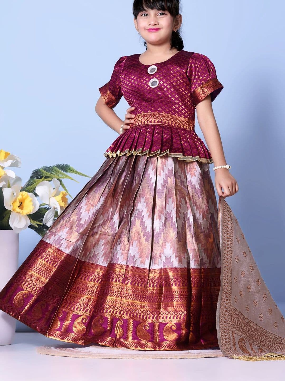 KALINI Girls Ready to Wear Lehenga & Blouse With Dupatta thumbnail 2