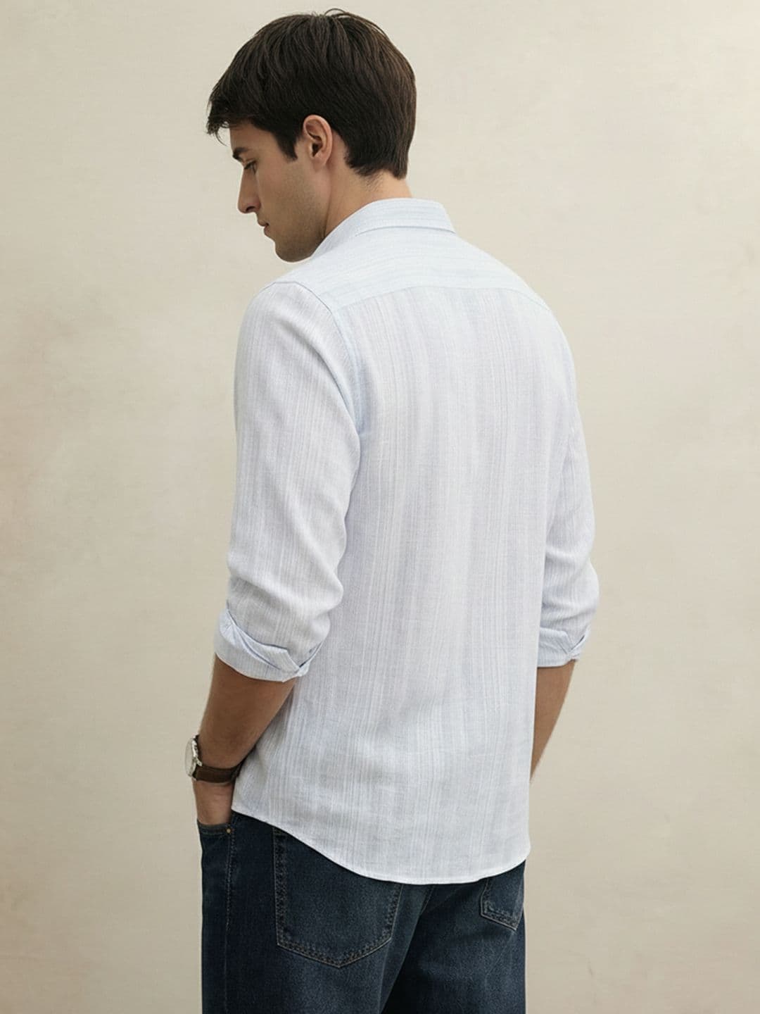 THE SHIRT CODE Slim Fit Vertical Striped Casual Shirt thumbnail 3