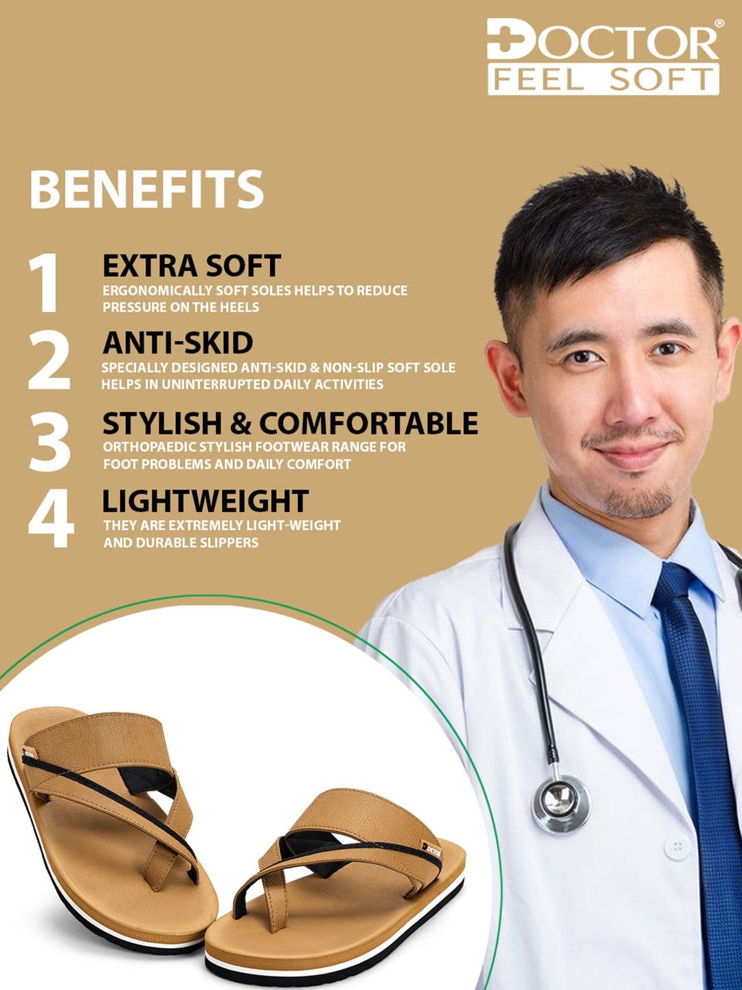 DOCTOR FEEL SOFT Men Thong Flip-Flops thumbnail 4