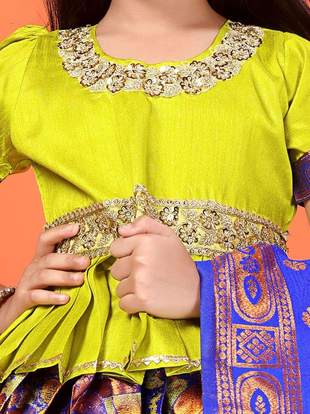 KALINI Girls Embellished Sequinned Ready to Wear Lehenga & Blouse With Dupatta thumbnail 5