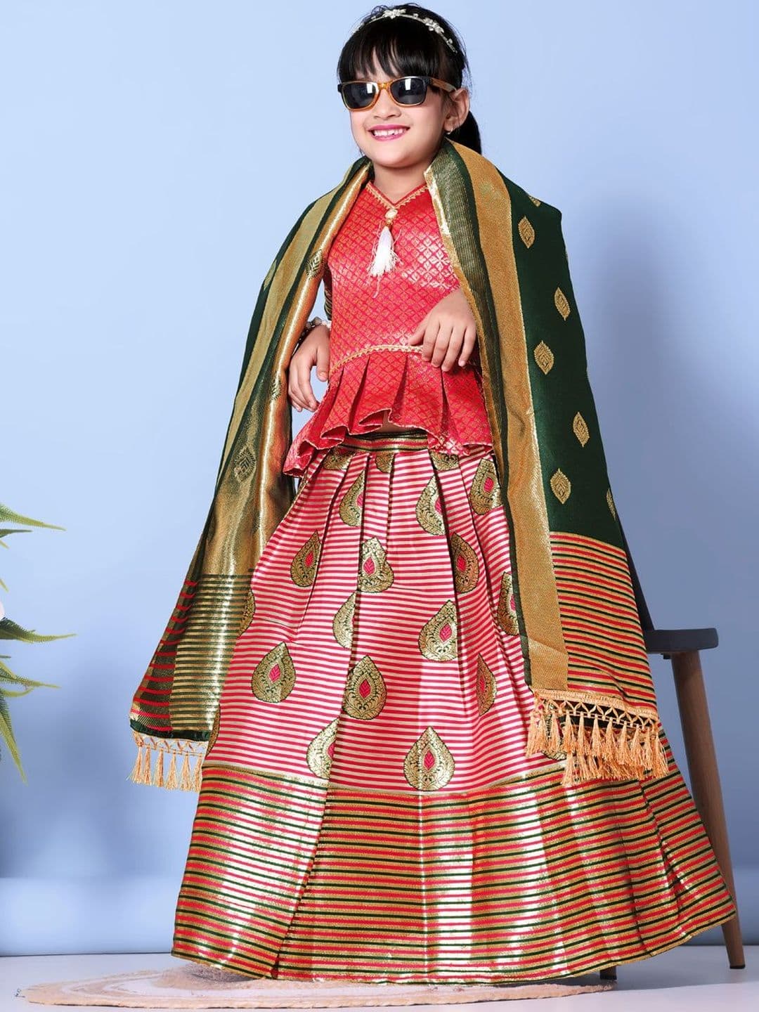 KALINI Girls Ready to Wear Lehenga & Blouse With Dupatta thumbnail 5